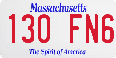 MA license plate 130FN6