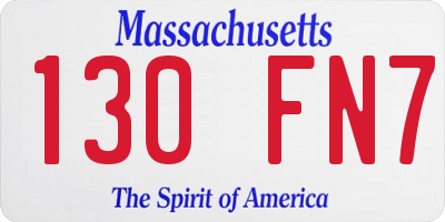 MA license plate 130FN7