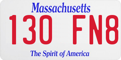 MA license plate 130FN8