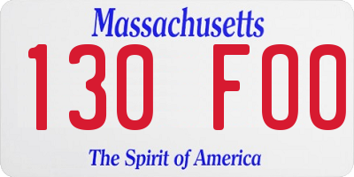 MA license plate 130FO0