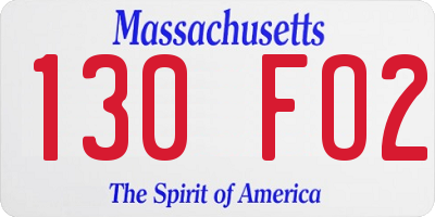 MA license plate 130FO2