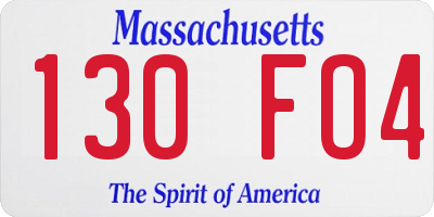 MA license plate 130FO4