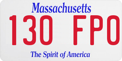 MA license plate 130FP0