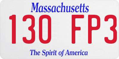 MA license plate 130FP3