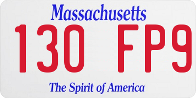 MA license plate 130FP9