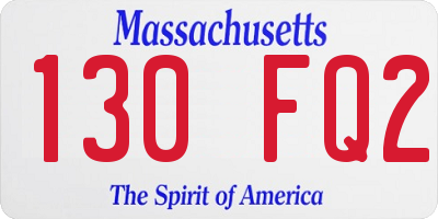 MA license plate 130FQ2