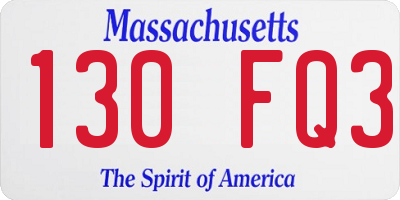 MA license plate 130FQ3
