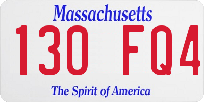 MA license plate 130FQ4