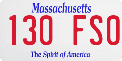 MA license plate 130FS0