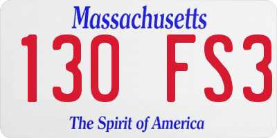MA license plate 130FS3