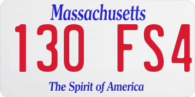 MA license plate 130FS4