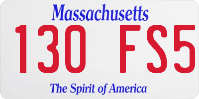 MA license plate 130FS5