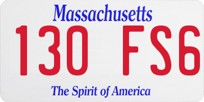 MA license plate 130FS6
