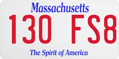 MA license plate 130FS8