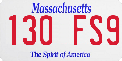 MA license plate 130FS9