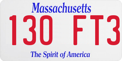 MA license plate 130FT3