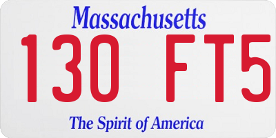 MA license plate 130FT5