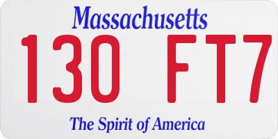 MA license plate 130FT7
