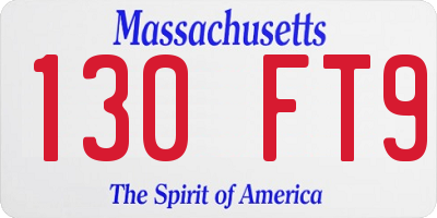 MA license plate 130FT9