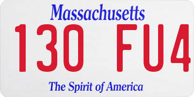 MA license plate 130FU4