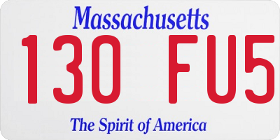 MA license plate 130FU5