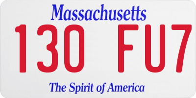 MA license plate 130FU7