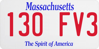 MA license plate 130FV3