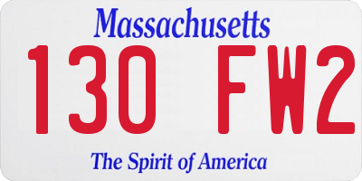 MA license plate 130FW2