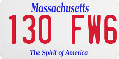 MA license plate 130FW6