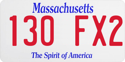 MA license plate 130FX2