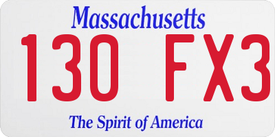 MA license plate 130FX3