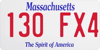 MA license plate 130FX4