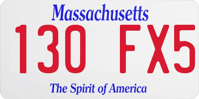 MA license plate 130FX5