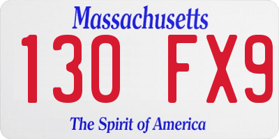 MA license plate 130FX9