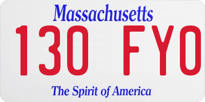 MA license plate 130FY0