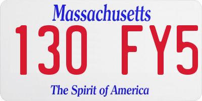 MA license plate 130FY5