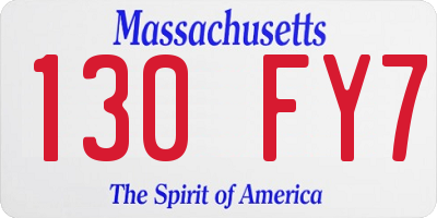 MA license plate 130FY7