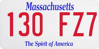 MA license plate 130FZ7