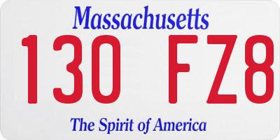 MA license plate 130FZ8