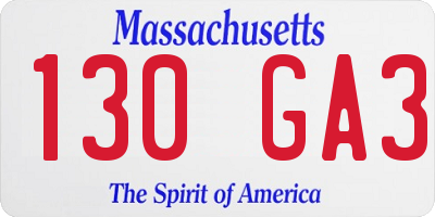 MA license plate 130GA3