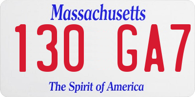 MA license plate 130GA7