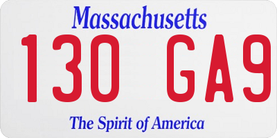 MA license plate 130GA9