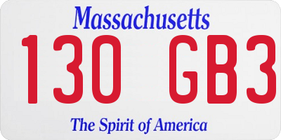 MA license plate 130GB3
