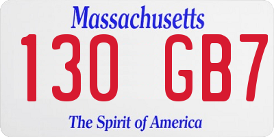 MA license plate 130GB7
