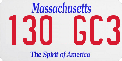 MA license plate 130GC3