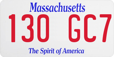 MA license plate 130GC7