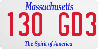 MA license plate 130GD3