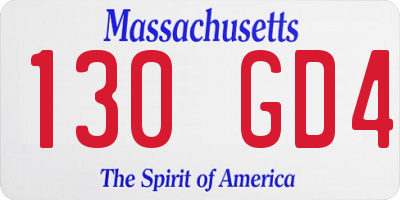 MA license plate 130GD4