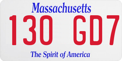 MA license plate 130GD7