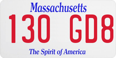 MA license plate 130GD8